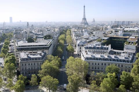 Herzog and de Meuron - Triangle tower Paris - from the Arc de Triomphe